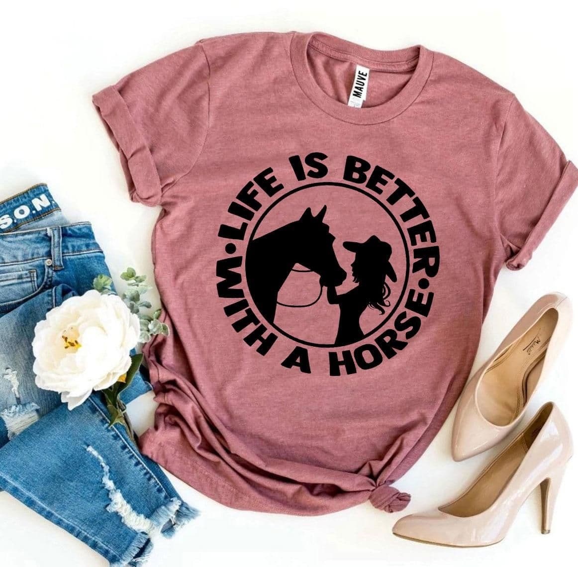 image-Bella Canvas "Life is Better With a Horse" T-Shirt - Cotton - XS-3XL (65 characters)