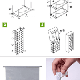 image-Fashionable Room-saving 9 Lattices Non-woven Fabric Shoe Rack