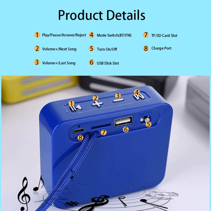 image-TG Mini Stereo Portable Bluetooth Speaker with TF FM