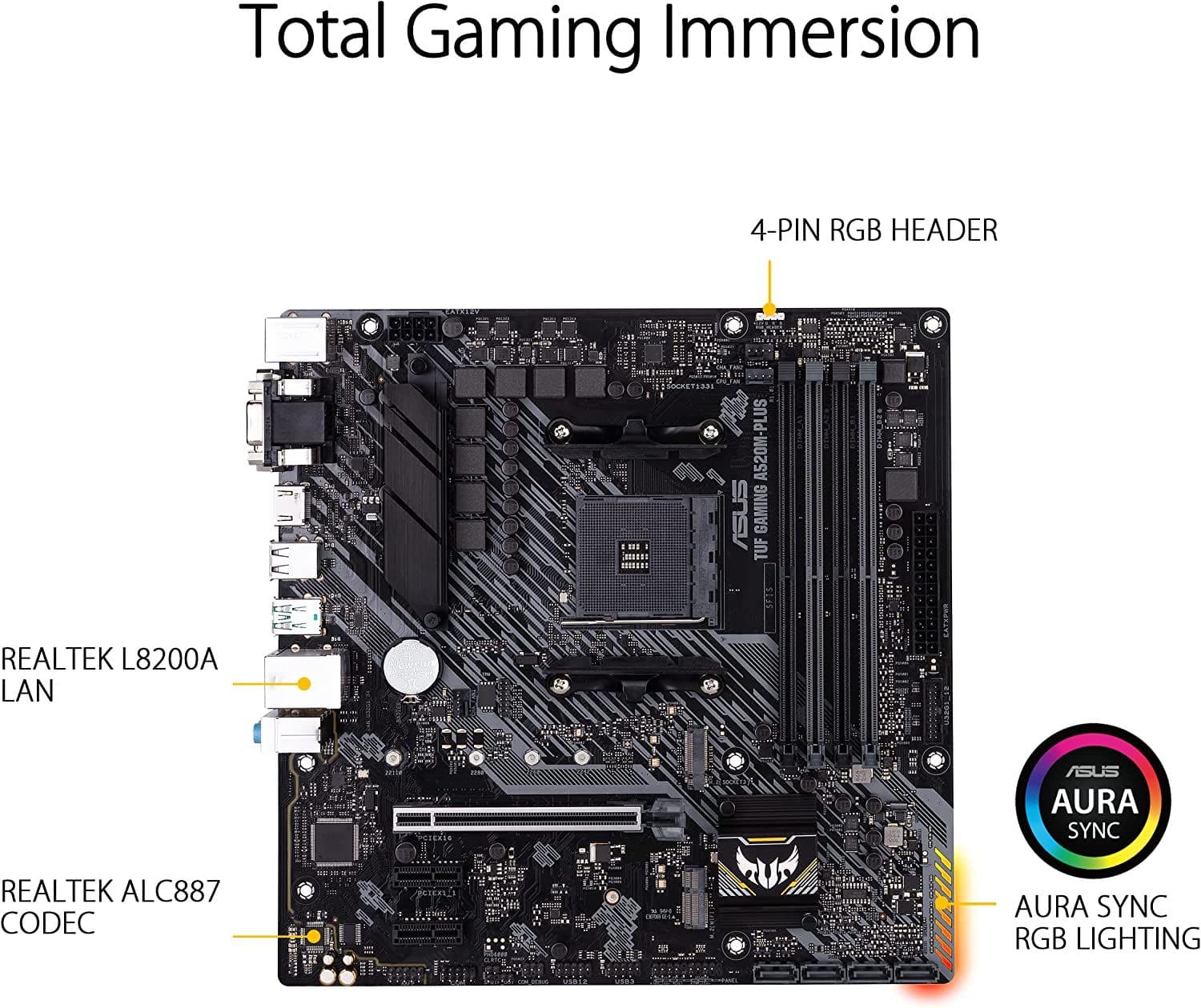 image-ASUS TUF Gaming A520M-Plus AMD A520 (Ryzen AM4) Micro ATX Motherboard