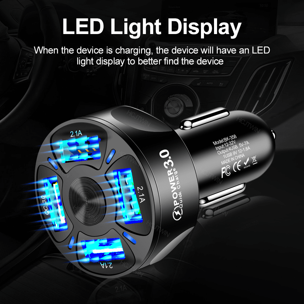 image-4 USB Car Charger Fast 7A QC3.0 Quick Car Chargr Adapter
