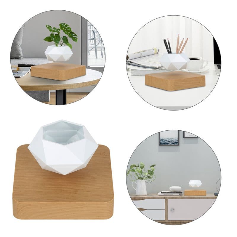 image-Novelty Levitating Rotation Flowerpot Magnetic Levitation FlowerPot