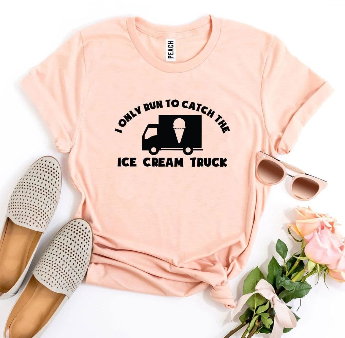 image-Bella Canvas T-Shirt: "I Run to Catch Ice Cream Truck" - Cotton, Sizes XS-3XL