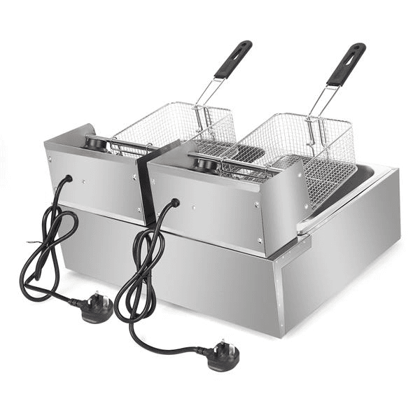 image-2500W 220-240V 12L Stainless Steel Double Cylinder Electric Fryer