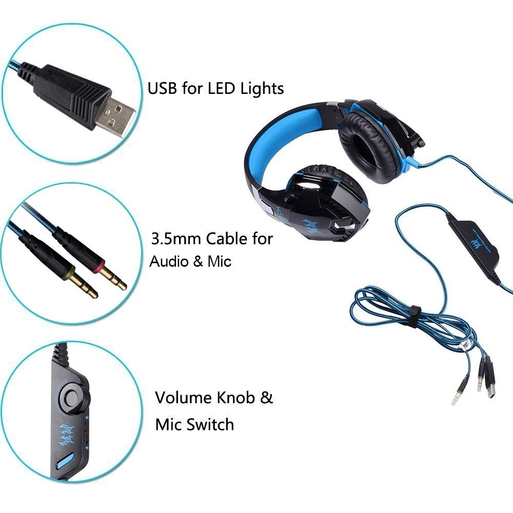 image-KOTION EACH G2000 Stereo Gaming Headset for PC Laptop PS4 Xbox