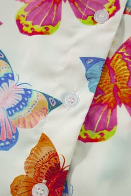 image-Multicolour Butterfly Pattern Short Sleeve Shirt Pajamas Set