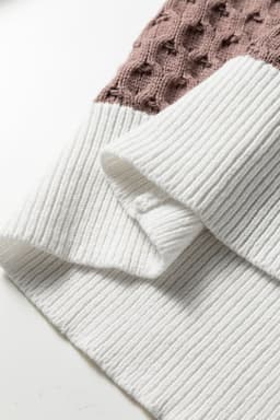 image-Green Mixed Texture Knit Striped Color Block Loose Sweater
