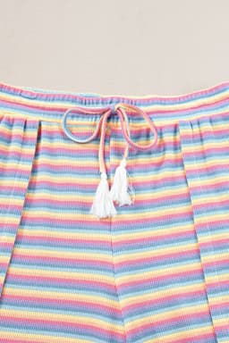 image-Pink Stripe Rainbow Tee Wide Leg Pants Set