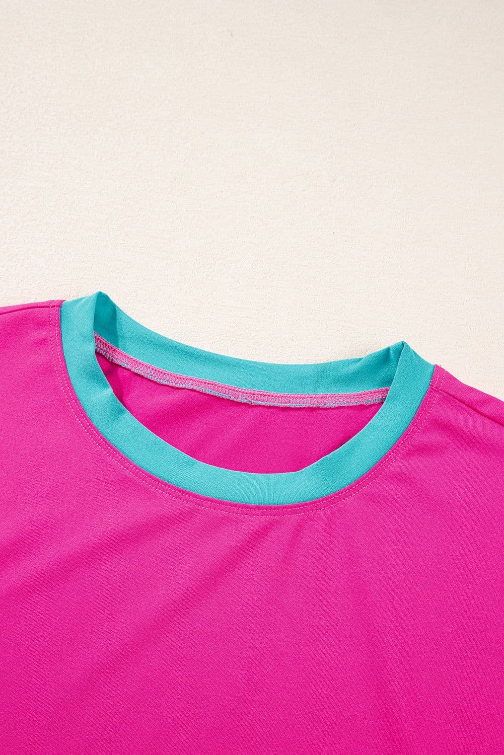 image-Strawberry Pink Color Block Two-Piece Set
