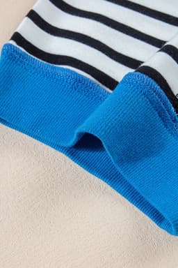 image-Pink Stripe Oversized Contrast Trim Exposed Seam High Low T Shirt
