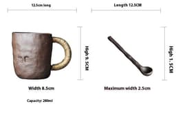 image-Rock Mine Clay Hand-pinching Craft Large Master Water Cup Retro Stoneware Matching Small Soup Spoon