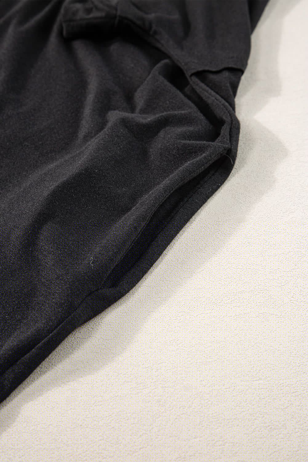 image-Black V Neck Splits Maxi T-shirt Dress, Lightweight, Breathable, S-XL