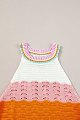 image-Multicolour Wavy Striped Knit Sleeveless Sweater