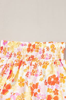 image-Pink Boho Floral Shirred High Waist Shorts