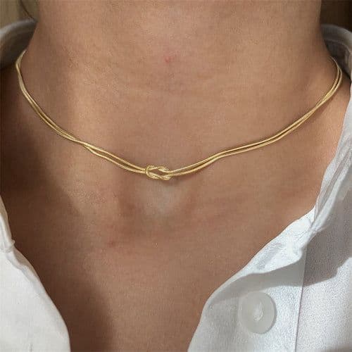 image-Titanium Steel Snake Chain Necklace - Gold 45cm