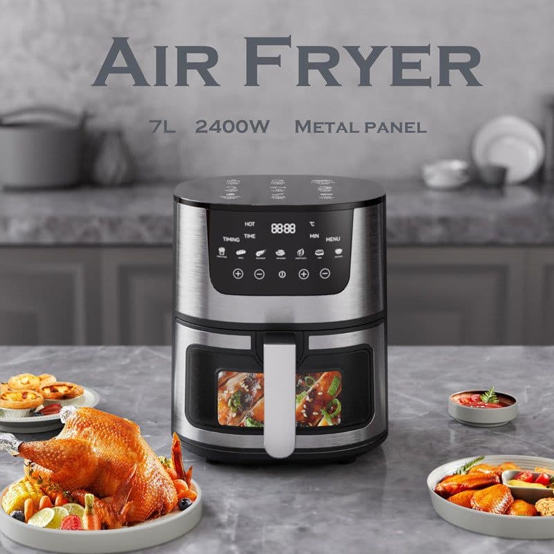 image-8L Smart Visual Air Fryer - Stainless Steel 1400W Oven
