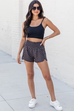 image-Multicolor Geometric High Waisted Athletic Shorts