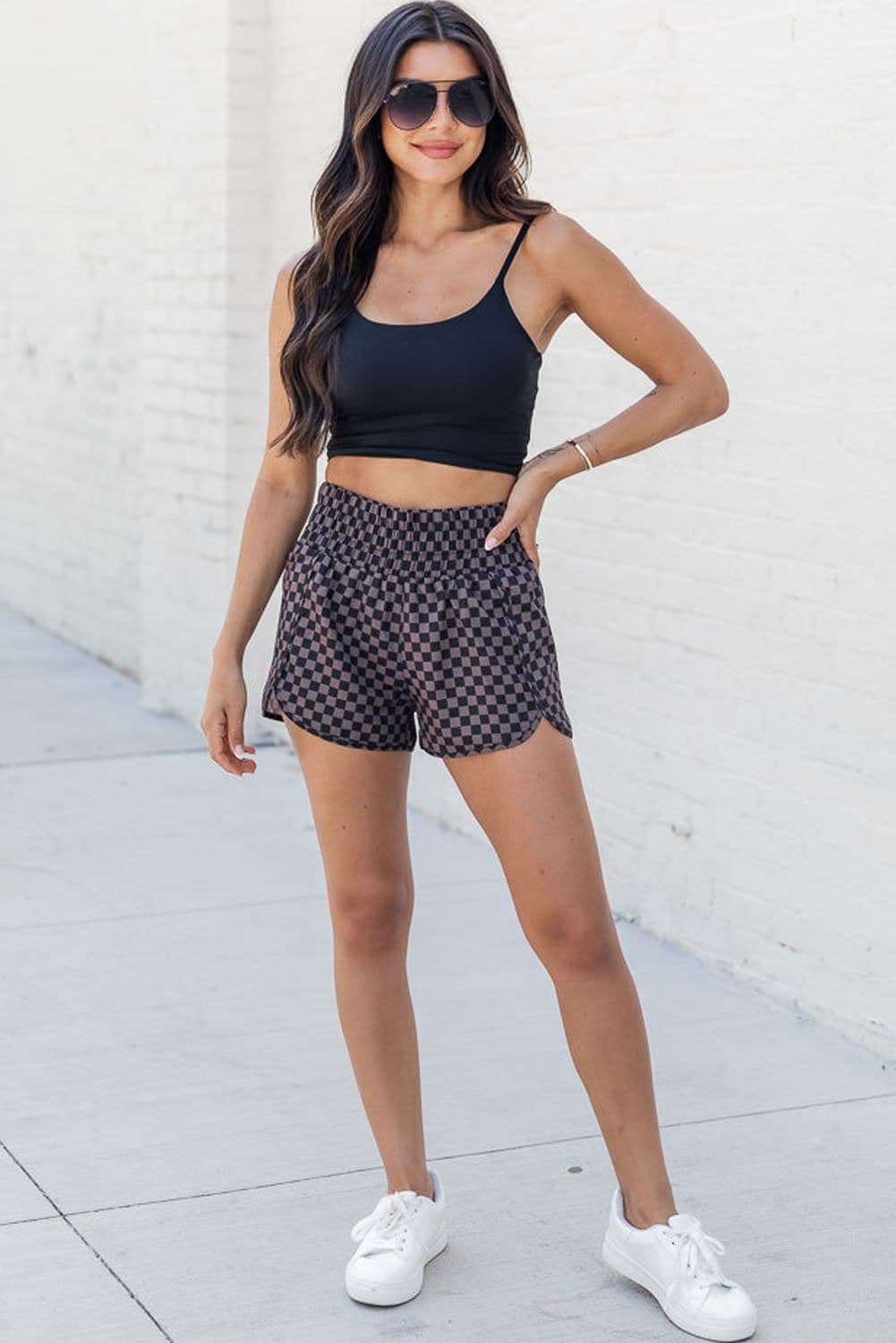 image-Pink High Waisted Leopard Athletic Shorts (55 characters)