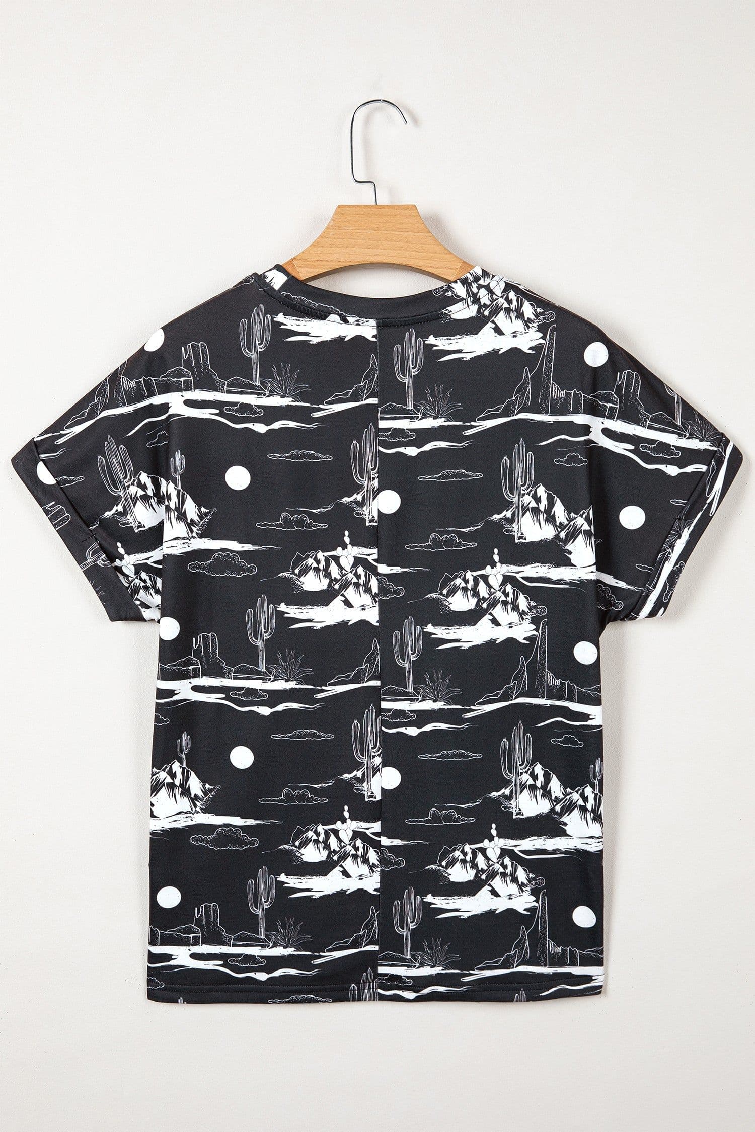 image-Chestnut Desert Sand Print Short Sleeve Knit Top
