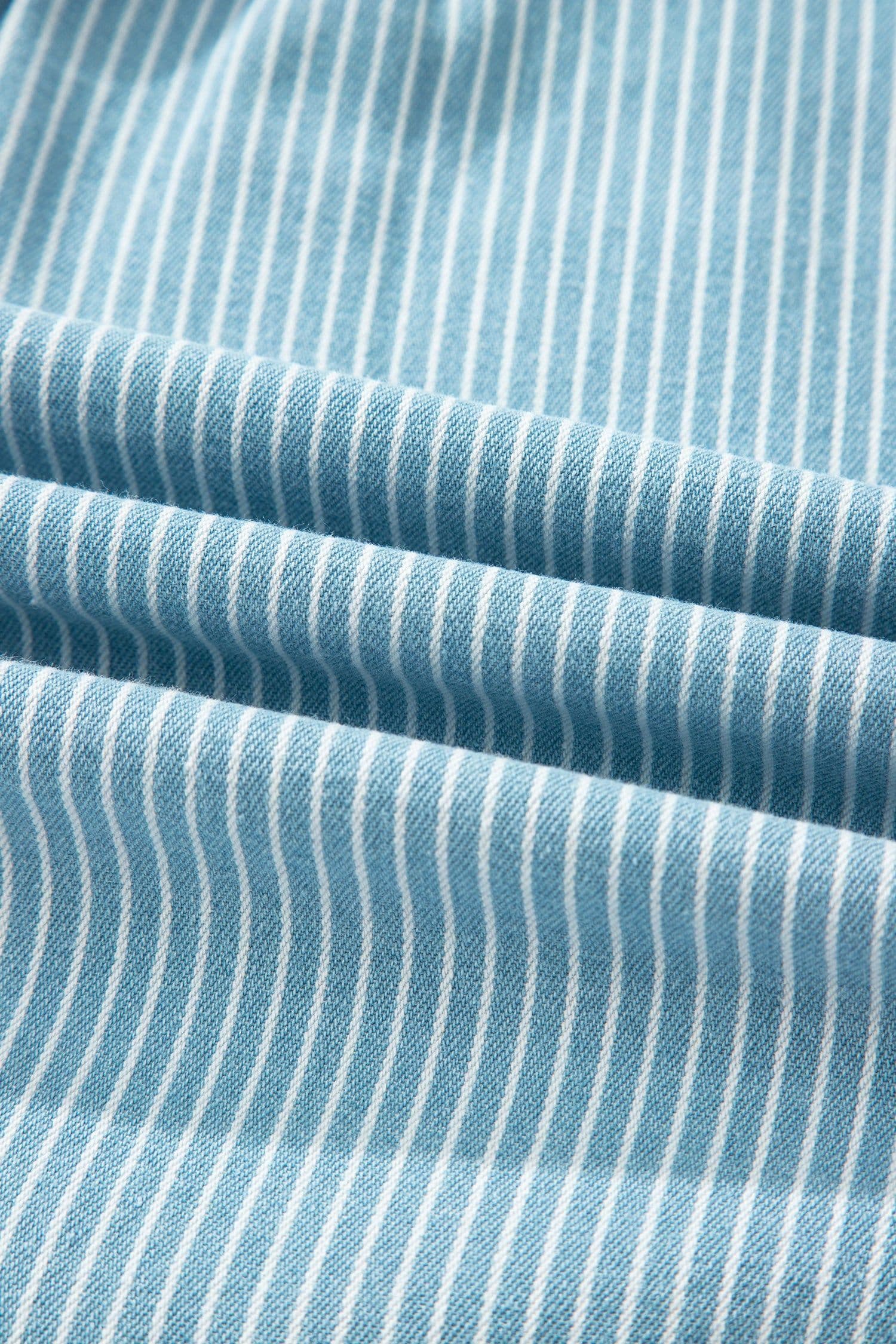 image-Sky Blue Stripe Short Sleeve Button Up Shirt