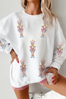 image-White Nutcracker Sequin Sweatshirt Drop Shoulder