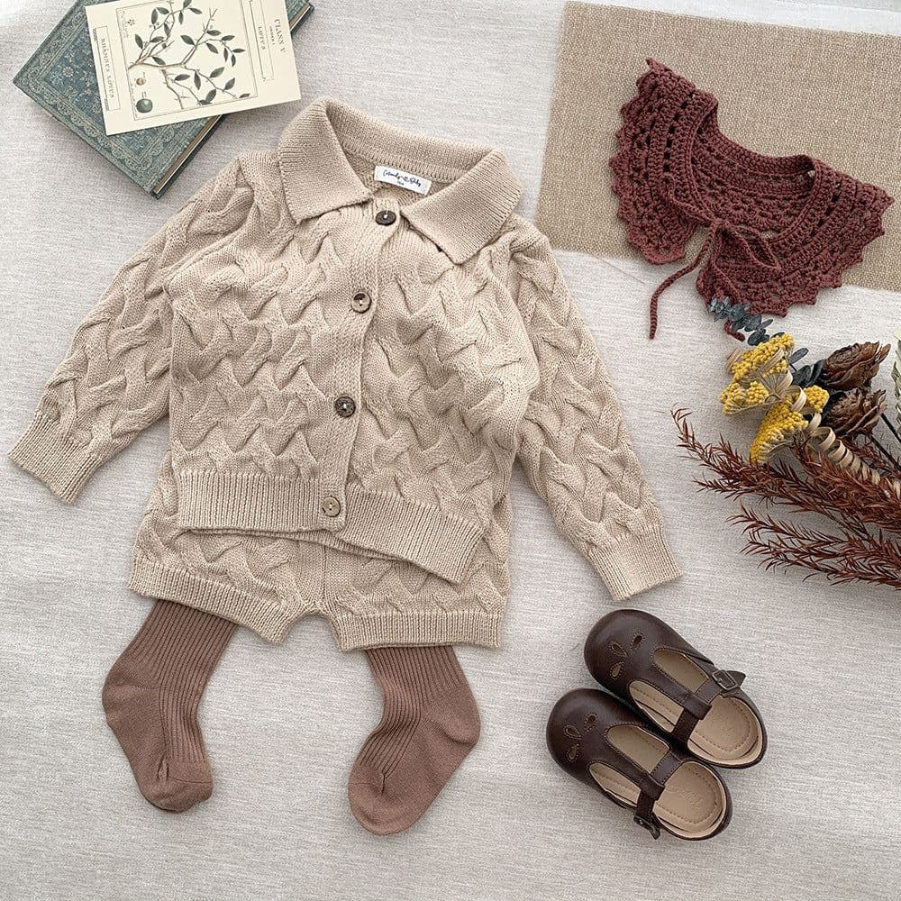 image-Baby European And American Unisex Style Twist Cardigan Jumper Set