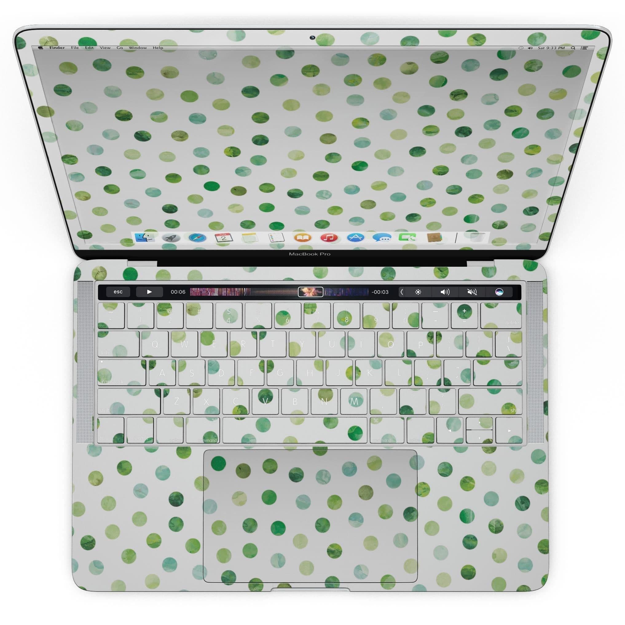 image-Green Watercolor Dots over White - MacBook Pro with Touch Bar Skin Kit