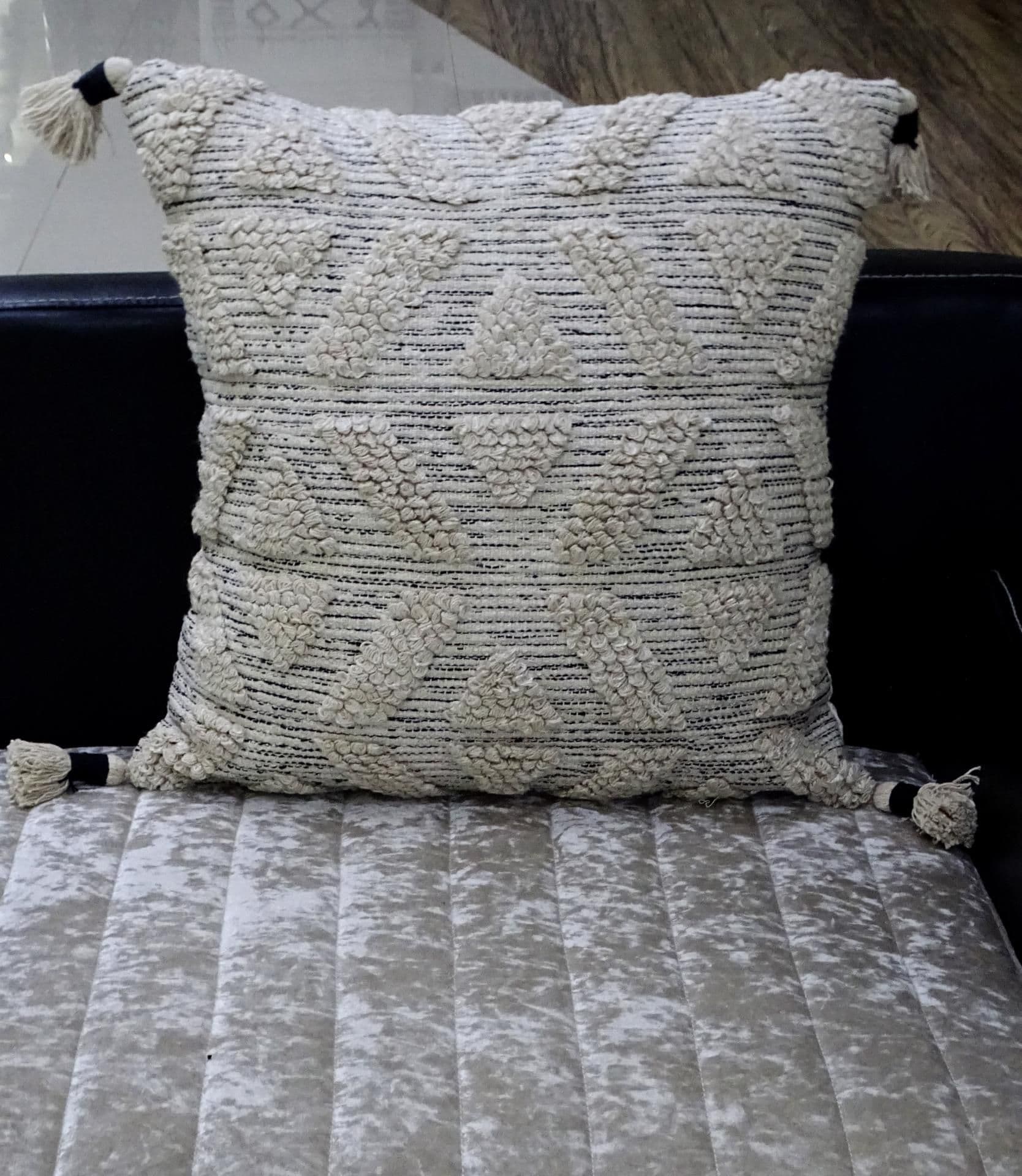 image-Large 22"x 22" Beige Throw Pillow for couch