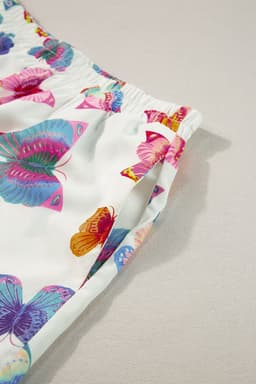 image-Multicolour Butterfly Pattern Short Sleeve Shirt Pajamas Set