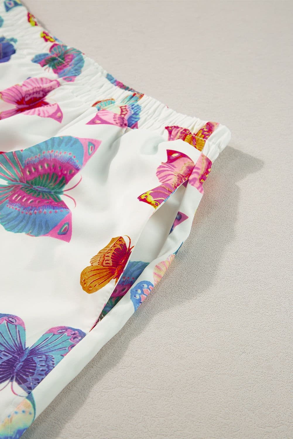 image-Multicolour Butterfly Pattern Short Sleeve Shirt Pajamas Set