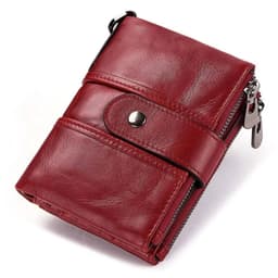 image-KAVIS 100% Genuine Leather Rfid Wallet Men Crazy Horse Wallets Coin Purse Short Male Money Bag Quality Designer Mini Walet Small