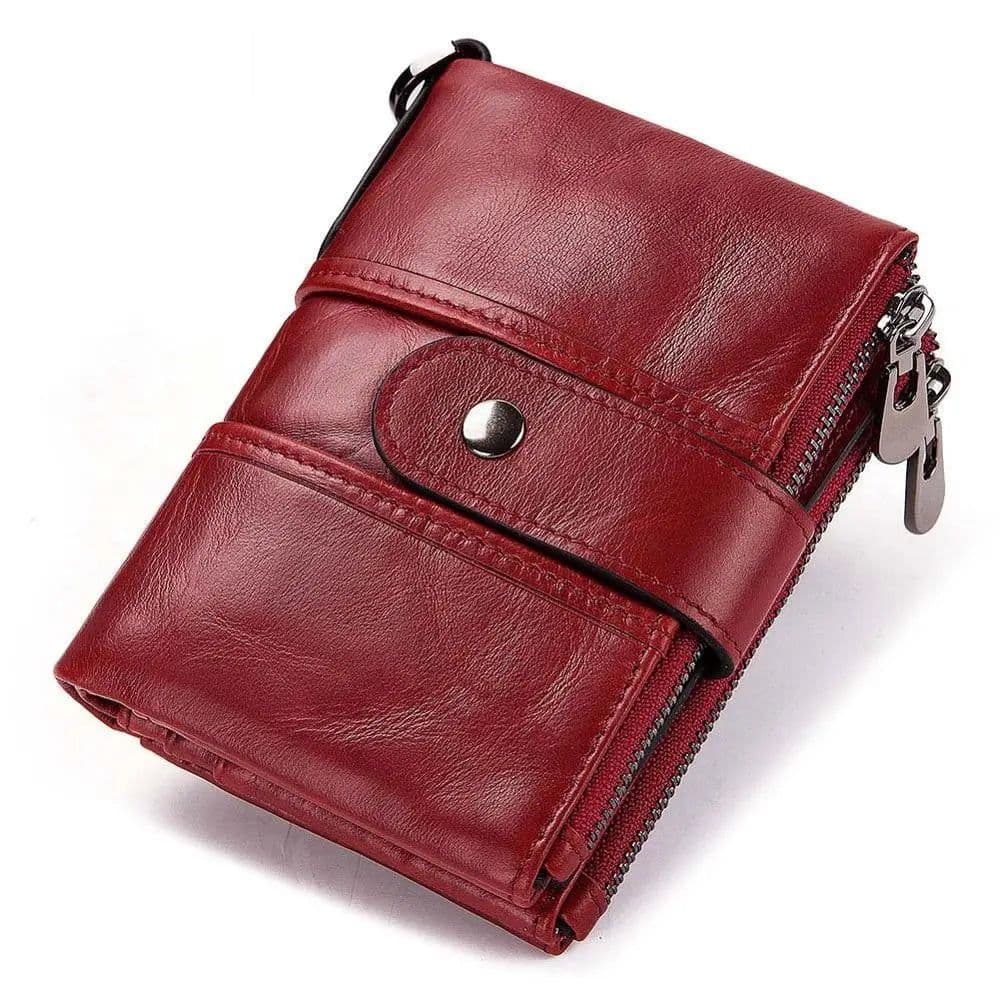 image-KAVIS 100% Genuine Leather Rfid Wallet Men Crazy Horse Wallets Coin Purse Short Male Money Bag Quality Designer Mini Walet Small