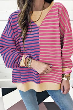 image-Colorblock Drop Shoulder Oversize Sweatshirt