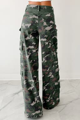 image-Green Camo Cargo Wide Leg Pants