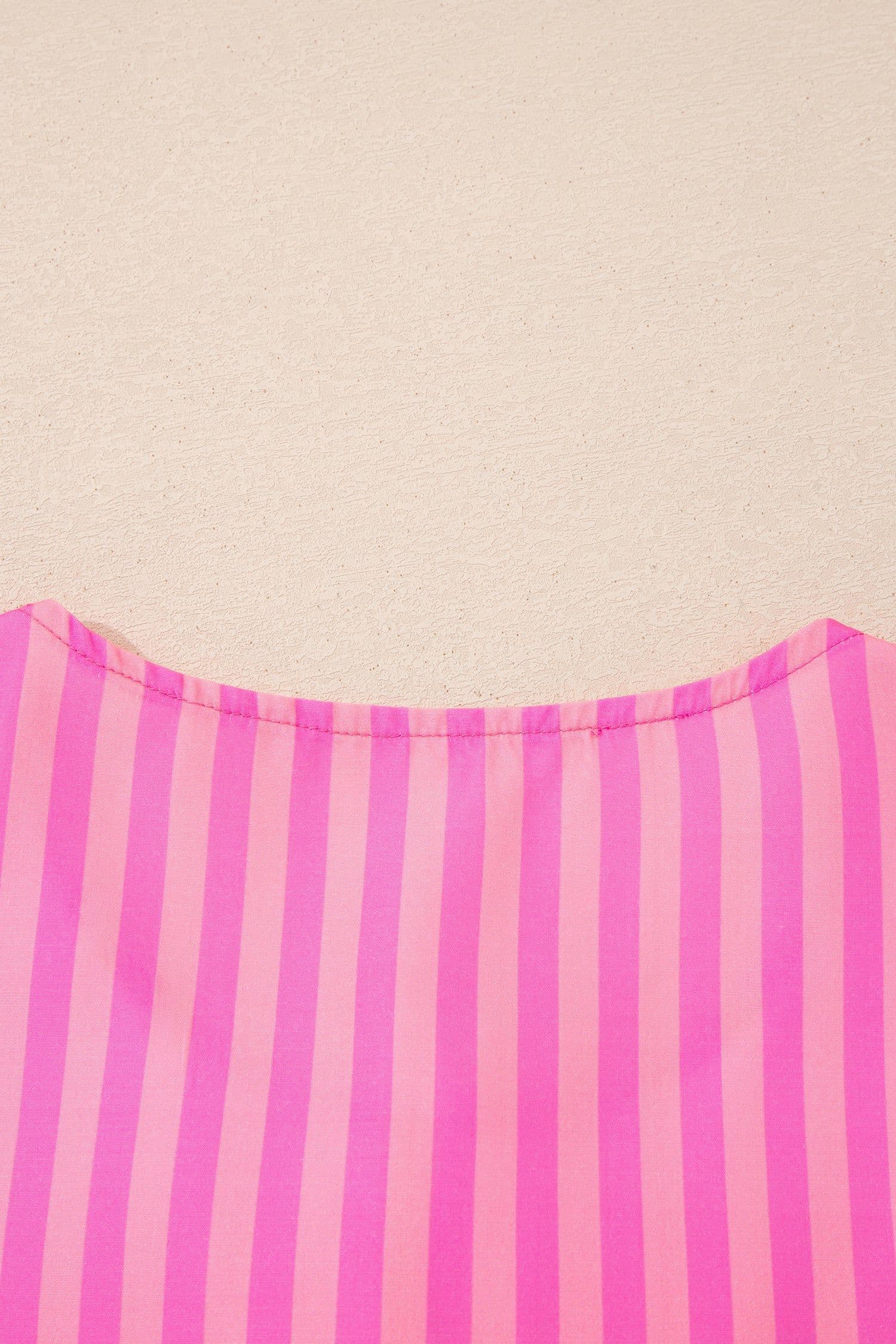 image-Rose Striped Print Bow Detail Short Puff Sleeve Mini Dress