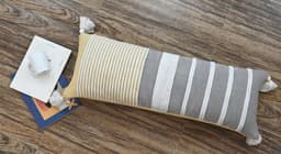 image-Decorative Long Grey Stripes Throw Pillow (14X36 Inches)