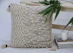 image-20 X 20 Inches Throw Pillow Cover Beige Woven
