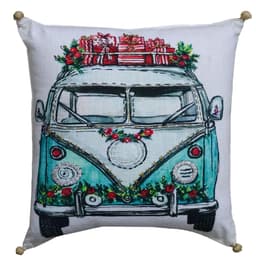 image-Hand Illustrated Christmas Holiday Van Pillow (18"x18")
