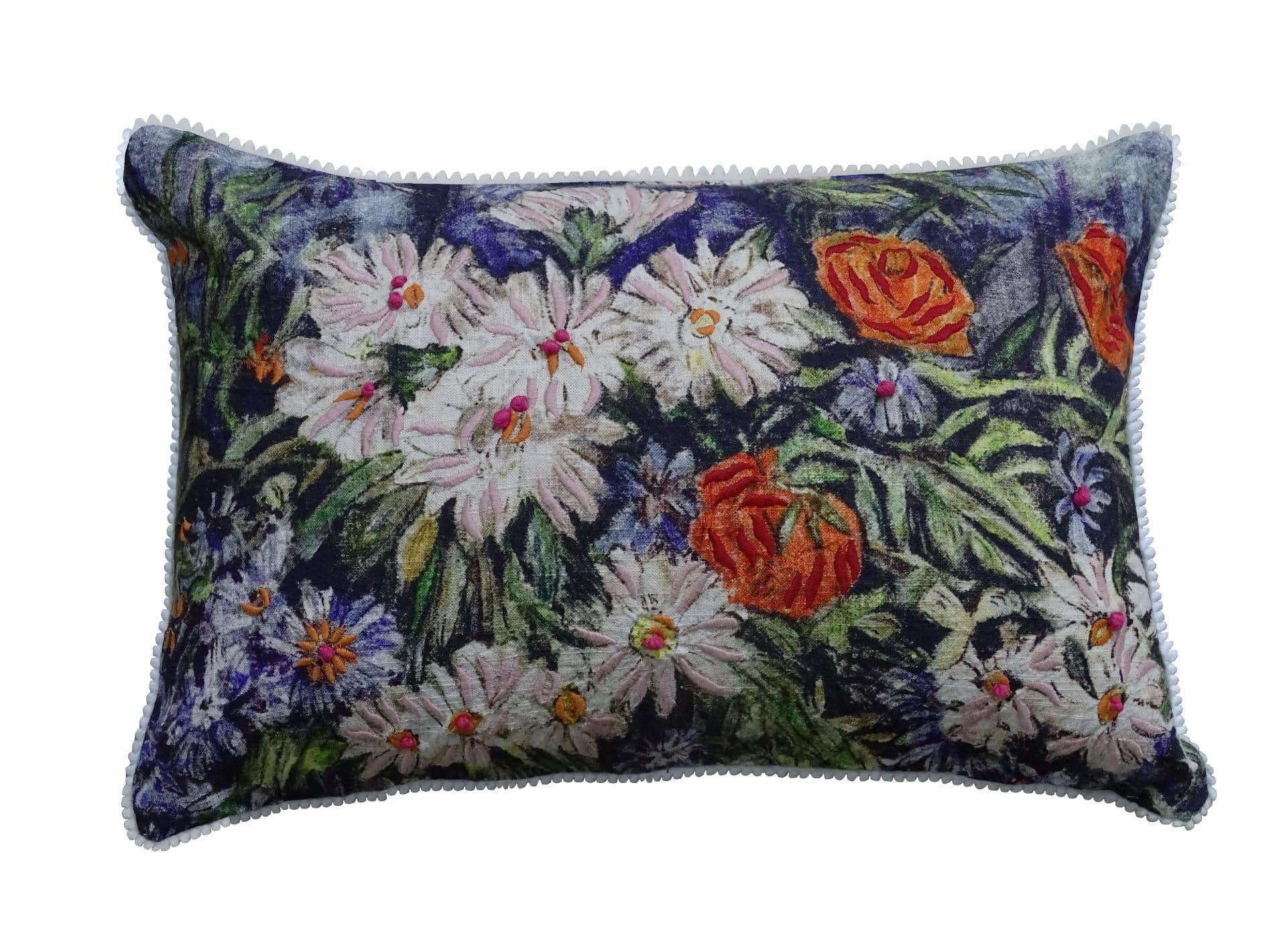 image-Hand Illustrated Colorful Decorative Pillow (14"X20")