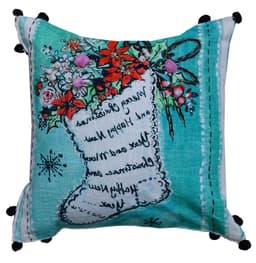 image-Hand Illustrated Christmas Holiday Pillow (Stocking, 18"x18")
