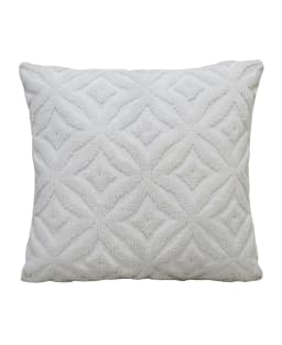 image-18"x18" White Indoor Outdoor Ogee Decorative Pillow