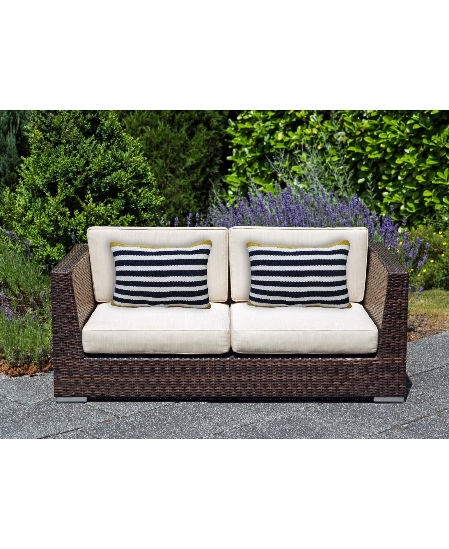 image-Striped Blue Decorative Outdoor Pillow 14"x20"