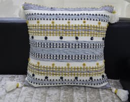 image-Designer Striped Pillow with Mini Poms and Tassels 20"x20"