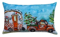 image-Hand Illustrated Christmas Cravan Holiday Pillow (14"X20")