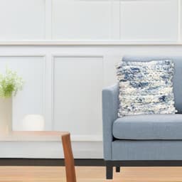 image-22 X 22 Inches Throw Pillow Cover Blue & White Furry Stripes
