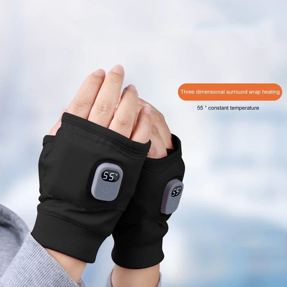 image-Winter Heating Gloves 360 Degree Heating Rechargeable Heated Gloves Fingerless Touchscreen for Outdoor Hiking Cycling
