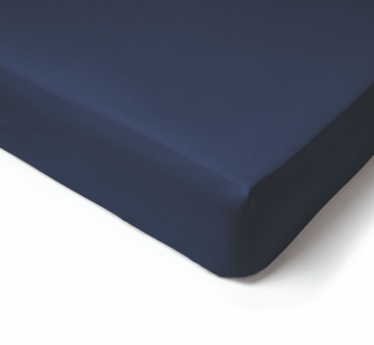 image-Fitted sheet Percale cap 30cm 90x200 marine