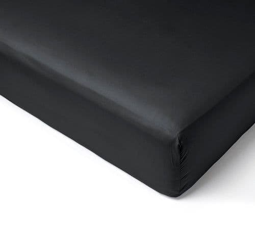 image-Fitted sheet Percale cap 30cm 80x200 black