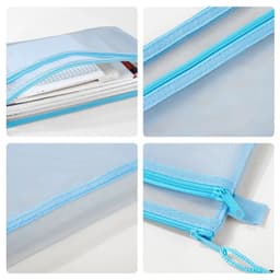 image-Transparent Waterproof Mesh Zipper Pouch Document Bag A4 Size File Folders for School Office Supplies Pencil Case Storage Bags
