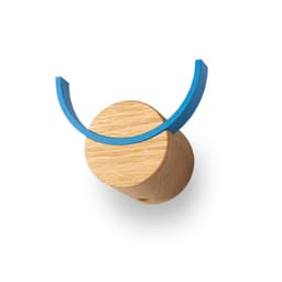 image-Wall hook DEER | oak wood, blue painted steel